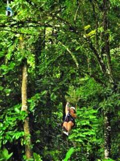 Dolores zipping throught the trees in Costa Rica