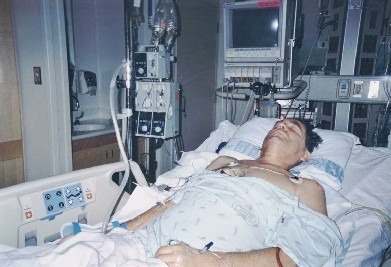 Peter recovering from surgery, December of 2004