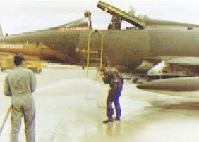 "Champagne Flight" Traditional Hosing Down after Kit's last sortie in Vietnam