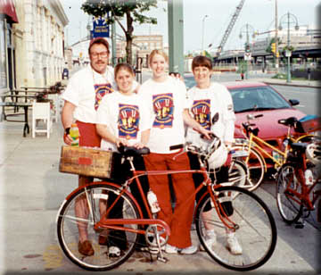 Keith, his sister Candace (r) and her daughters as they ready for their yearly participation in a charity bike ride. 