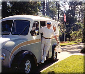 George Murphy aboard his restored 1951 DIVCO Milk Truck - 2002