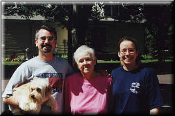 Elsie with her son Rick, daughter Josie and lovable granddog, Dexter