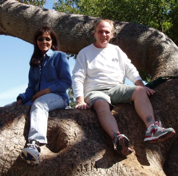 Edna and Ron in Florida, August of 2005, still climbing trees