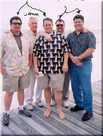 Jack Wade with two of his grandsons (on the left) and his son Dale (2nd from the right) and Steve (far right)